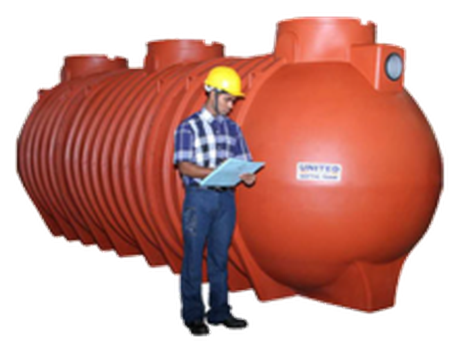United Modular Polyethylene Underground Septic Tank with Engineer scale - Designed by Giovanni Murattori