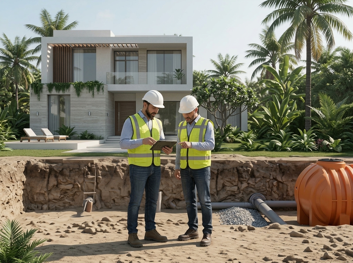 Residential septic tank installation process from inspection to underground installation